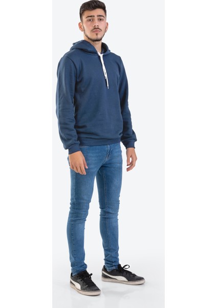 Unisex Lacivert Kapüşonlu Sweatshirt