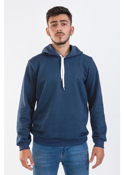 Unisex Lacivert Kapüşonlu Sweatshirt