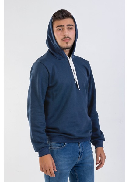 Unisex Lacivert Kapüşonlu Sweatshirt
