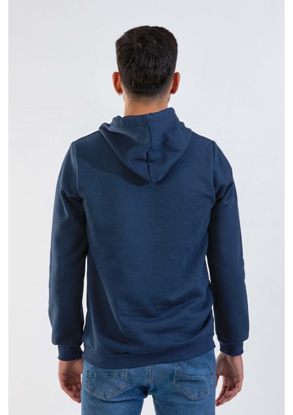 Unisex Lacivert Kapüşonlu Sweatshirt