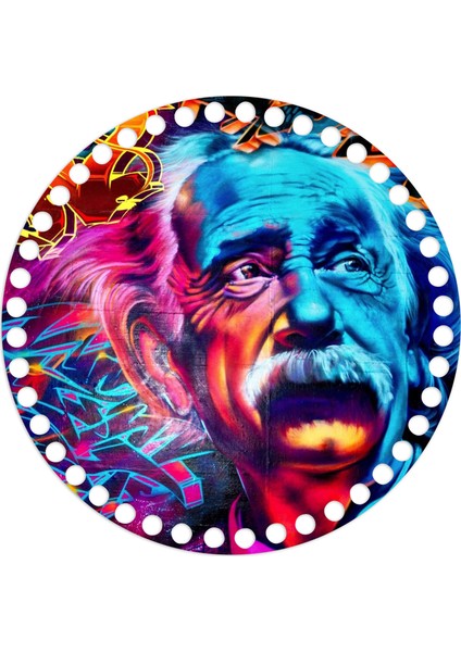Albert Einstein Baskılı 2 Adet Makaron Örgü Çanta Plakası