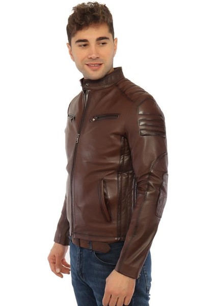 Deri Toore Kahverengi Erkek Ceket