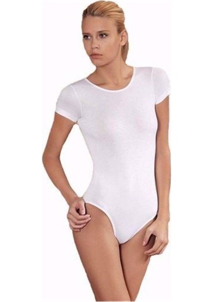 6182 Kadın Kısa Kollu Bisiklet Yaka Çıtçıtlı Badi 3 Adet