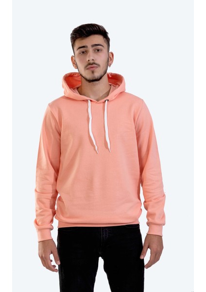 Unisex Pudra Pembe Kapüşonlu Sweatshirt