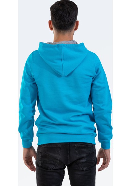 Unisex Turkuaz Mavi Kapüşonlu Sweatshirt