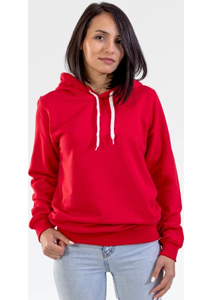 Unisex Kırmızı Kapüşonlu Sweatshirt