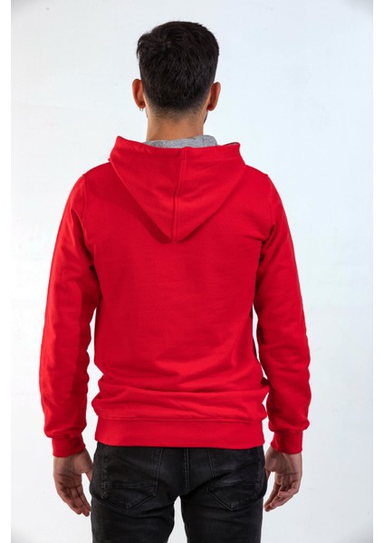 Unisex Kırmızı Kapüşonlu Sweatshirt