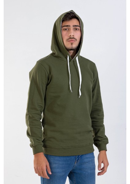 Unisex Haki Kapüşonlu Sweatshirt