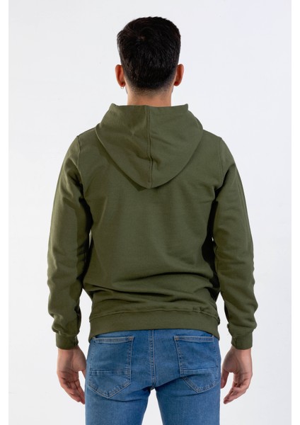 Unisex Haki Kapüşonlu Sweatshirt