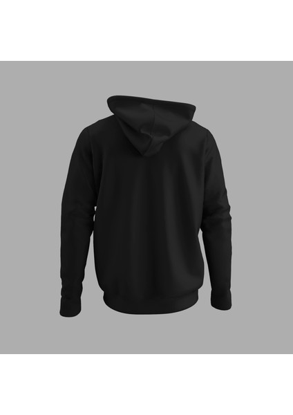 Kadın Siyah Kapüşonlu Sweatshirt Dijital Baskılı