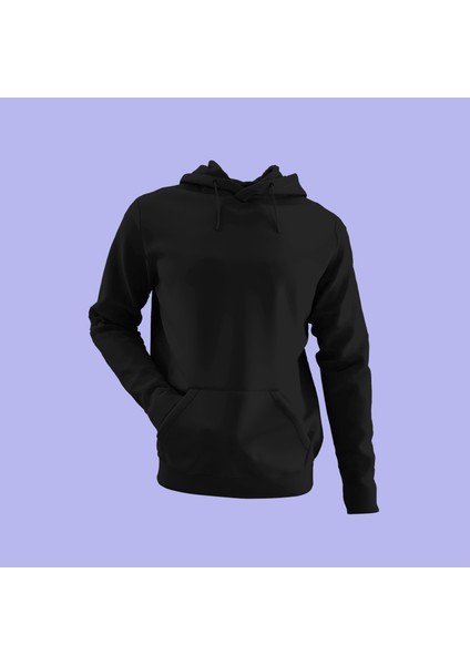 Unisex Siyah Kapüşonlu Sweatshirt Sırt Dijital Baskılı