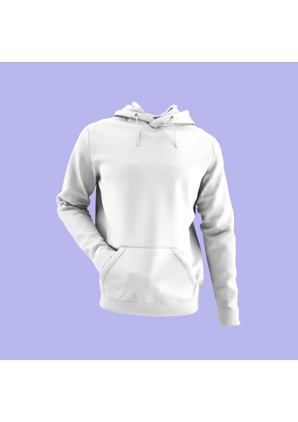 Unisex Beyaz Kapüşonlu Sweatshirt Sırt Dijital Baskılı fiyatları