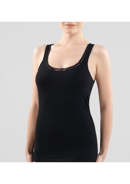Comfort Elegance Kalın Askı Siyah Atlet 1364