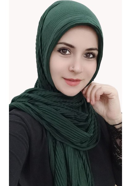 Pliseli Hazır Şal Zümrüt