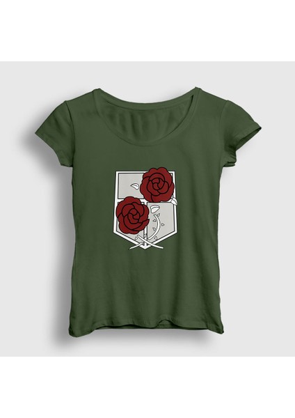 Kadın Haki Garrison V2 Anime Attack On Titan T-Shirt