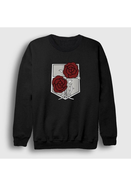 Unisex Siyah Garrison V2 Anime Attack On Titan Sweatshirt