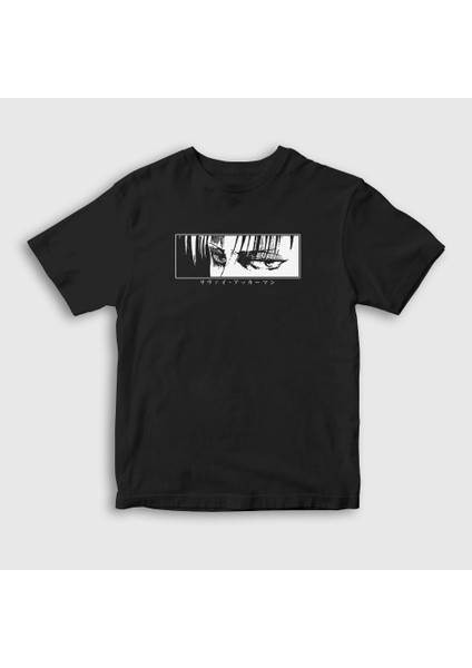 Unisex Çocuk Siyah Levi Eyes Anime Attack On Titan T-Shirt