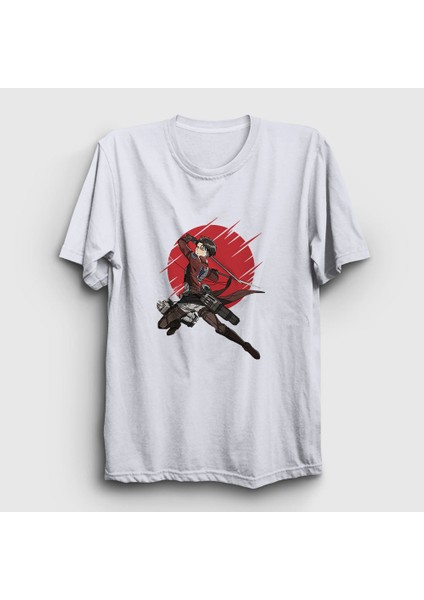 Unisex Beyaz Levi Anime Attack On Titan T-Shirt