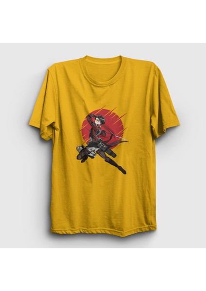 Unisex Sarı Levi Anime Attack On Titan T-Shirt