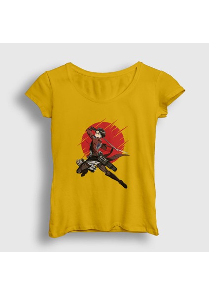 Kadın Sarı Levi Anime Attack On Titan T-Shirt