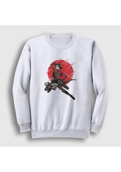 Unisex Beyaz Levi Anime Attack On Titan Sweatshirt