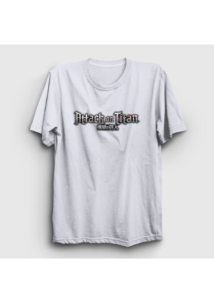 Unisex Beyaz Logo Anime Attack On Titan T-Shirt