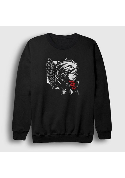 Unisex Siyah Mikasa Anime Attack On Titan Sweatshirt