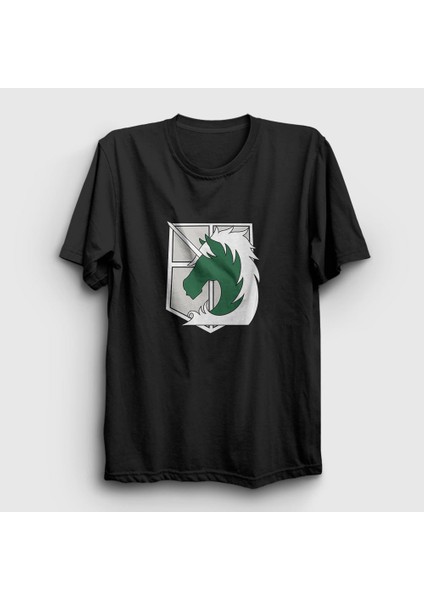 Unisex Siyah Military Anime Attack On Titan T-Shirt