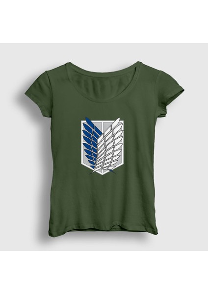 Kadın Haki Scout Anime Attack On Titan T-Shirt