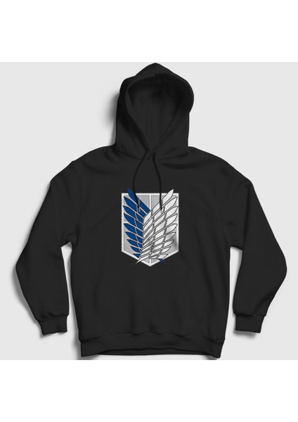 Unisex Siyah Scout Anime Attack On Titan Kapüşonlu Sweatshirt