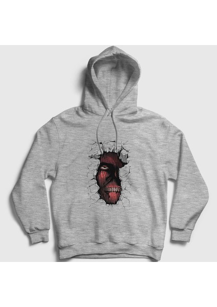Unisex Gri Wall Anime Attack On Titan Kapüşonlu Sweatshirt