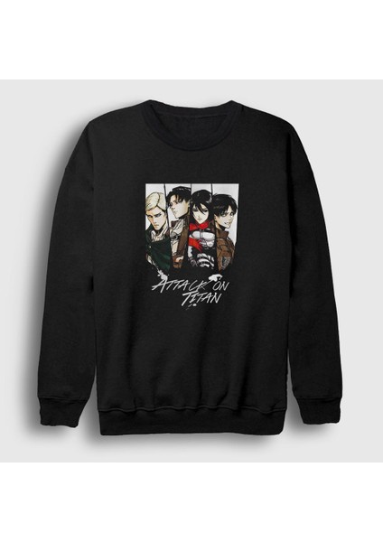 Unisex Siyah Team Anime Attack On Titan Sweatshirt