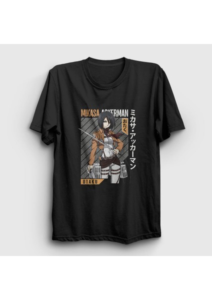 Unisex Siyah Mikasa Fan Anime Attack On Titan T-Shirt