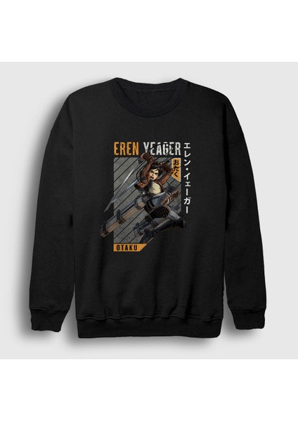 Unisex Siyah Eren Fan Anime Attack On Titan Sweatshirt