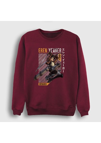 Unisex Bordo Eren Fan Anime Attack On Titan Sweatshirt