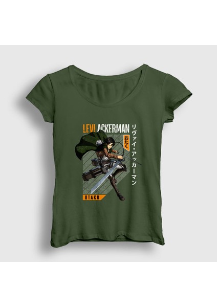 Kadın Haki Levi Fan Anime Attack On Titan T-Shirt
