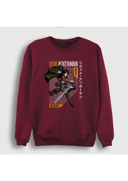 Unisex Bordo Levi Fan Anime Attack On Titan Sweatshirt