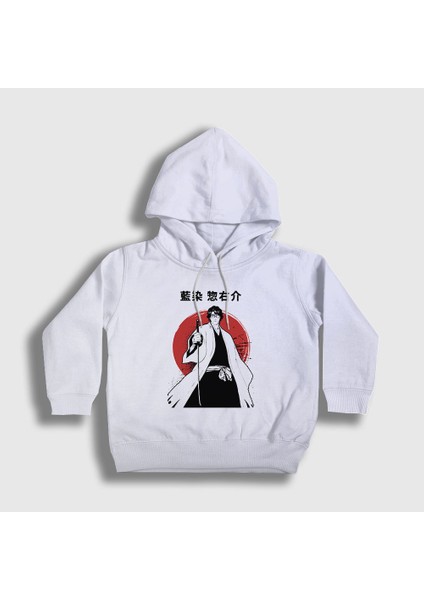Unisex Çocuk Beyaz Aizen V2 Anime Bleach Kapüşonlu Sweatshirt