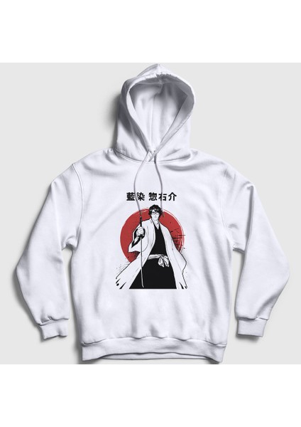 Unisex Beyaz Aizen V2 Anime Bleach Kapüşonlu Sweatshirt