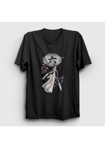 Unisex Siyah Byakuya Anime Bleach T-Shirt