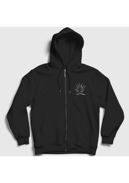 Unisex Siyah Kenpachi V2 Anime Bleach Fermuarlı Kapüşonlu Sweatshirt