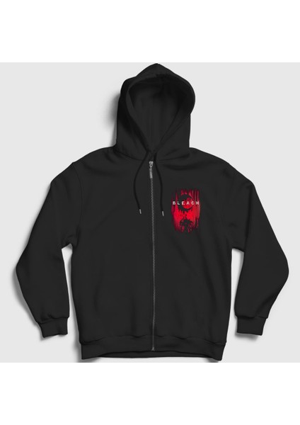 Unisex Siyah Las Noches Anime Bleach Fermuarlı Kapüşonlu Sweatshirt