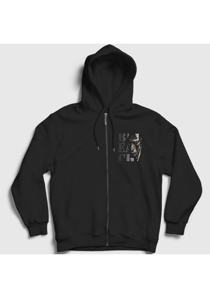 Unisex Siyah Zaraki Kenpachi Anime Bleach Fermuarlı Kapüşonlu Sweatshirt