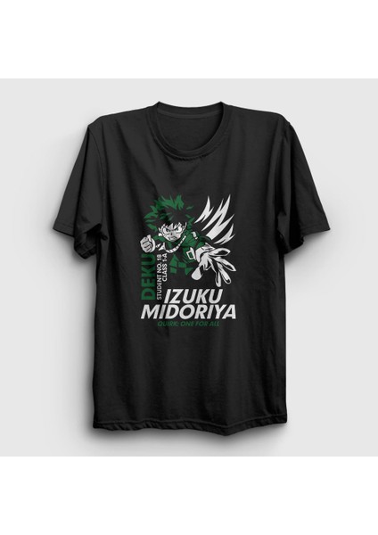 Unisex Siyah Izuku Anime Boku No Hero Academia T-Shirt
