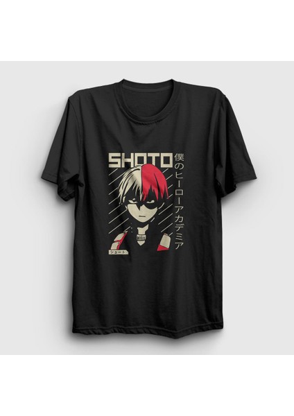 Unisex Siyah Shoto V2 Anime Boku No Hero Academia T-Shirt