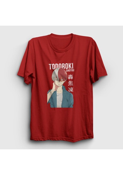 Unisex Kırmızı Shotou Anime Boku No Hero Academia T-Shirt