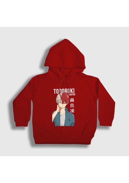 Unisex Çocuk Kırmızı Shotou Anime Boku No Hero Academia Kapüşonlu Sweatshirt