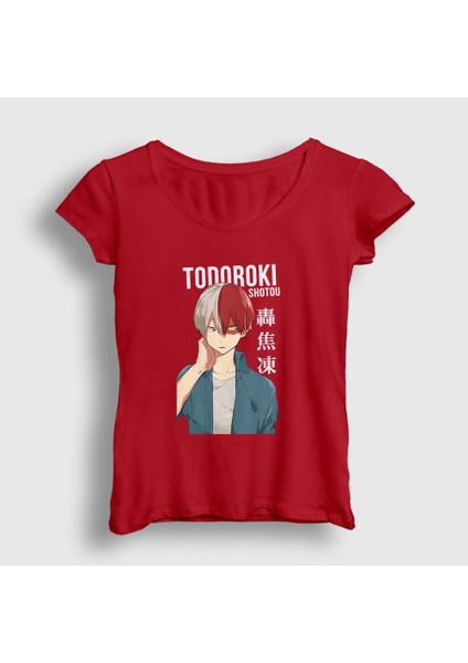 Kadın Kırmızı Shotou Anime Boku No Hero Academia T-Shirt