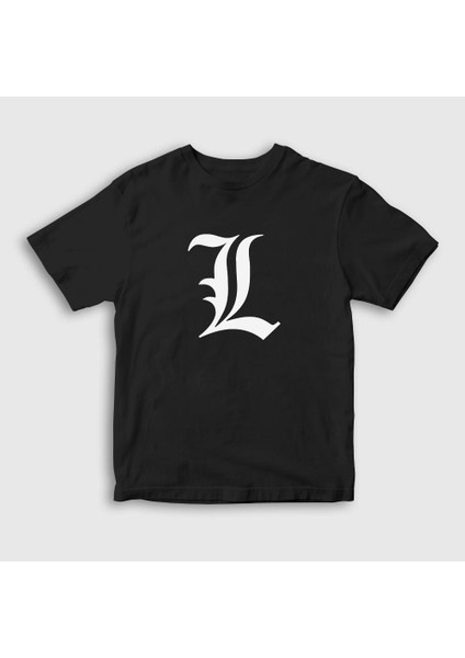 Unisex Çocuk Siyah Logo L Anime Death Note T-Shirt