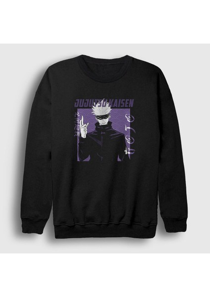 Unisex Siyah Gojo Anime Jujutsu Kaisen Sweatshirt